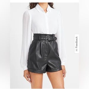 NWT Express High Waisted Leather Shorts Belted Pockets